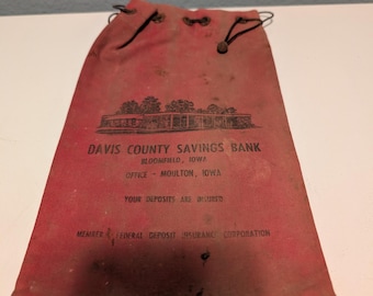 Davis County Vintage Savings Bank Bag Bloomfield Iowa