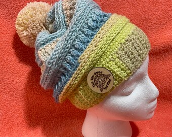 Slouchy Beanie with PomPom Average Size