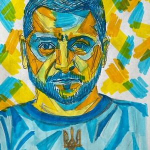 Zelensky portrait, print. All proceeds go to charities working in Ukraine.