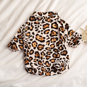 Leopard Dog Shirt, Winter dog shirt, Winter dog outfit, Leopard dog outfit, dog clothes, handmade dog shirt, handmade dog shirt