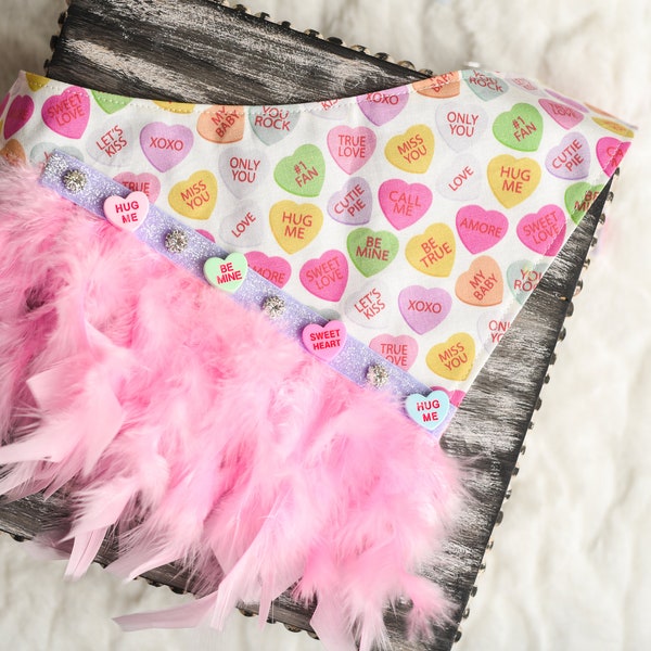 Conversation Hearts dog bandana, Dog Valentines Day outfit, V Day dog outfit, Pink dog bandana, Fancy dog bandana, dog bandana, vday dog