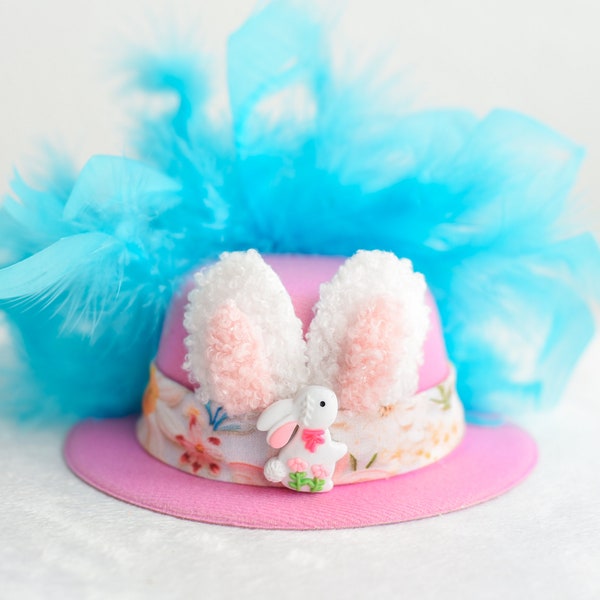 Mini sombrero de copa rosa • Sombrero de perro de Pascua • Sombrero de perro elegante • Sombrero de plumas para perros • Traje de perro • Sombrero de copa para perros, sombrero para perros, sombrero rosa