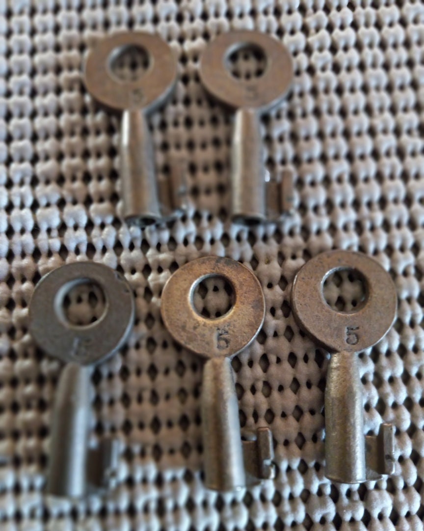 Lot of 5 Small Brass Hollow Barrel Keys Free S/H Etsy