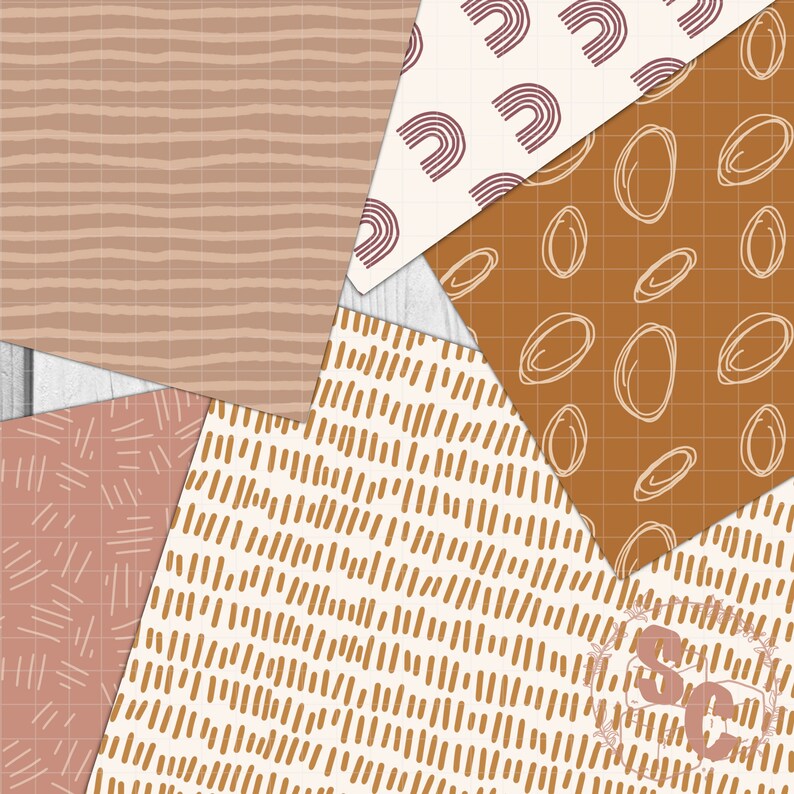 Neutral Boho Digital Paper Doodles Scrapbook Paper Boho Seamless
