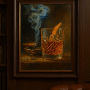Whiskey & Smoke Vertical Poster, Vintage Wall Art, Home Bar Decor, Whiskey Lover Gift, Cigar Lounge Art
