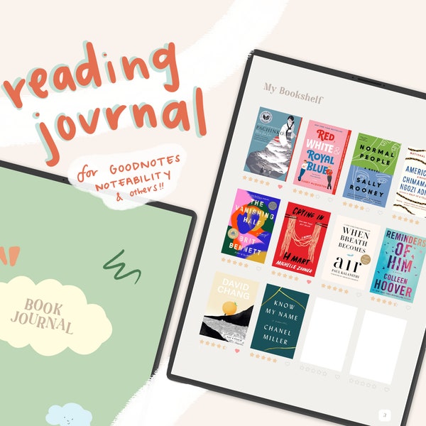 Digital Reading Journal | Book Reviews | Reading Tracker for GoodNotes | Cute and Aesthetic Reading Journal