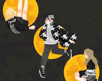 Soul Eater - Holographic! Death the Kid + Liz and Patty Print