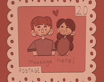 Custom Stamp Couple's Portrait Anniversary Valentine's Day Gift Digital File No AI