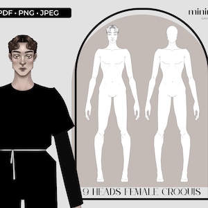 Male Fashion Figure Template - 9 Heads Mens Fashion Croquis - Male Standing Pose - Template For Fashion Design - Fashion Illustration - PNG