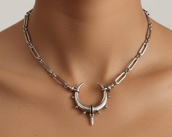 Spike chain choker necklace| gothic jewelry| spike necklace| punk necklace | punk jewelry| witch jewelry | Boho jewelry