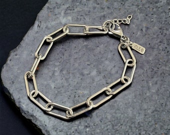 Bracelet épais | Bracelet en argent tendance | bracelet à gros maillons | grand bracelet à bascule de style rétro