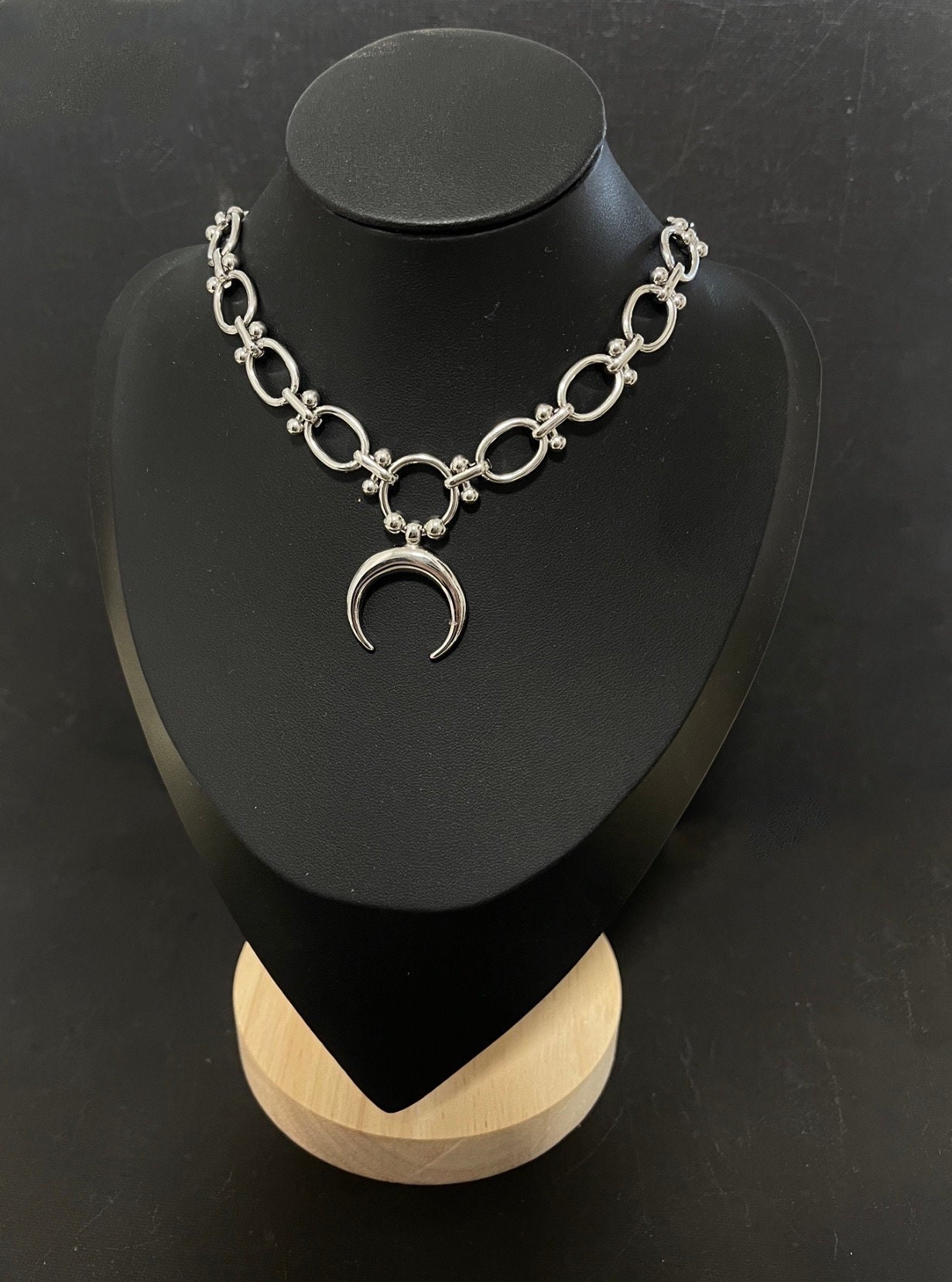 Dark Moon Choker Statement Moon Collar Punk Necklace - Etsy