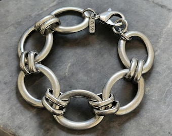 Chunky | grand lien | bracelet | Déclaration | bascule de style rétro | acier inoxydable | Bijoux massifs