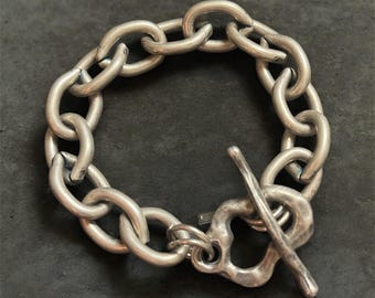 Chunky | grand lien | bracelet | Déclaration | bascule de style rétro | acier inoxydable | Bijoux massifs