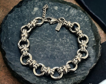 Pulsera de eslabones grandes y gruesos, con estilo retro y llamativo, de acero inoxidable.