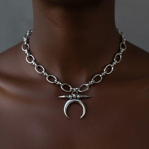 Statement Mondkragen | Punk Goth Halsband | Hexe Schmuck | Silber Mond Halskette | Chunky | Einzigartige Schmuck | Weihnachtsgeschenk | Chanukka