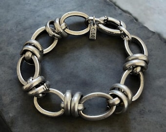 Chunky | grand lien | bracelet | Déclaration | bascule de style rétro | acier inoxydable | Bijoux massifs