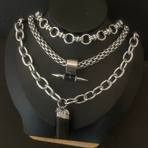 Tourmaline necklace | Black stone choker | gothic jewelry| spike necklace | punk necklace | punk jewelry | grunge | Unique Jewelry