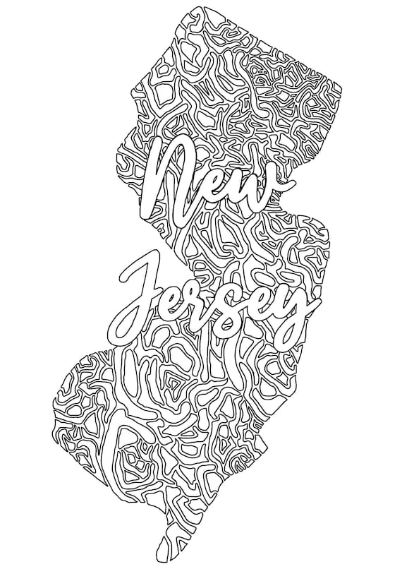 New Jersey Coloring Page Digital Coloring Pages Abstract Art - Etsy