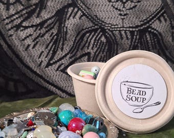 Bead Soup - 4oz Mixed Bead Assortment in a Cute Soup Cup | Random Bead Mix for Jewelry Making, Crafting, and Beadwork