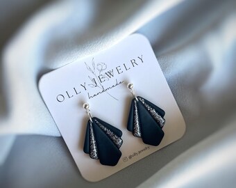 Disco earrings made of polymer clay with epoxy resin elements. Size: 30 mm.