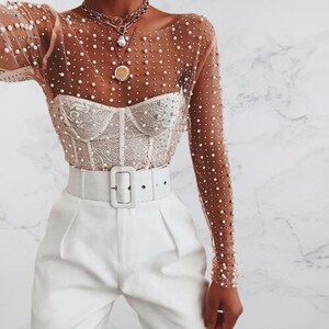 White mesh top outfit hotsell