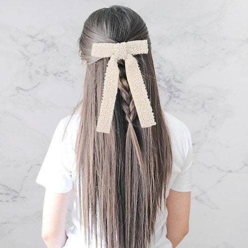 Pearl Embellished Hair Bow Barrette – Alice & Wonder