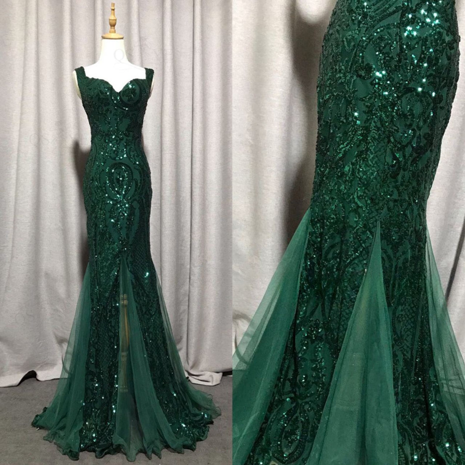 Mermaid Prom Gown Glitter Elegant Party Dress Pattern Lace - Etsy