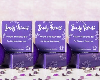 Champú morado para cabello rubio (3 unidades), vegano, sin crueldad animal.