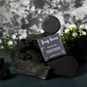 Natural Shampoo Bar Charcoal and Organic Tea Tree Oil Dry Scalp UK-Made