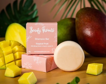 Veganskt schampo med tropisk frukt, mangosmör och jojobaolja
