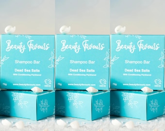 Bundle of 3 Dead Sea Salt Shampoo Bars with Panthenol + Free Travel Tin | Cruelty Free | Vegan Friendly
