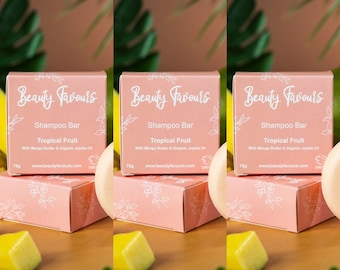 Set de champú en barra de frutas tropicales: manteca de mango y aceite de jojoba, vegano