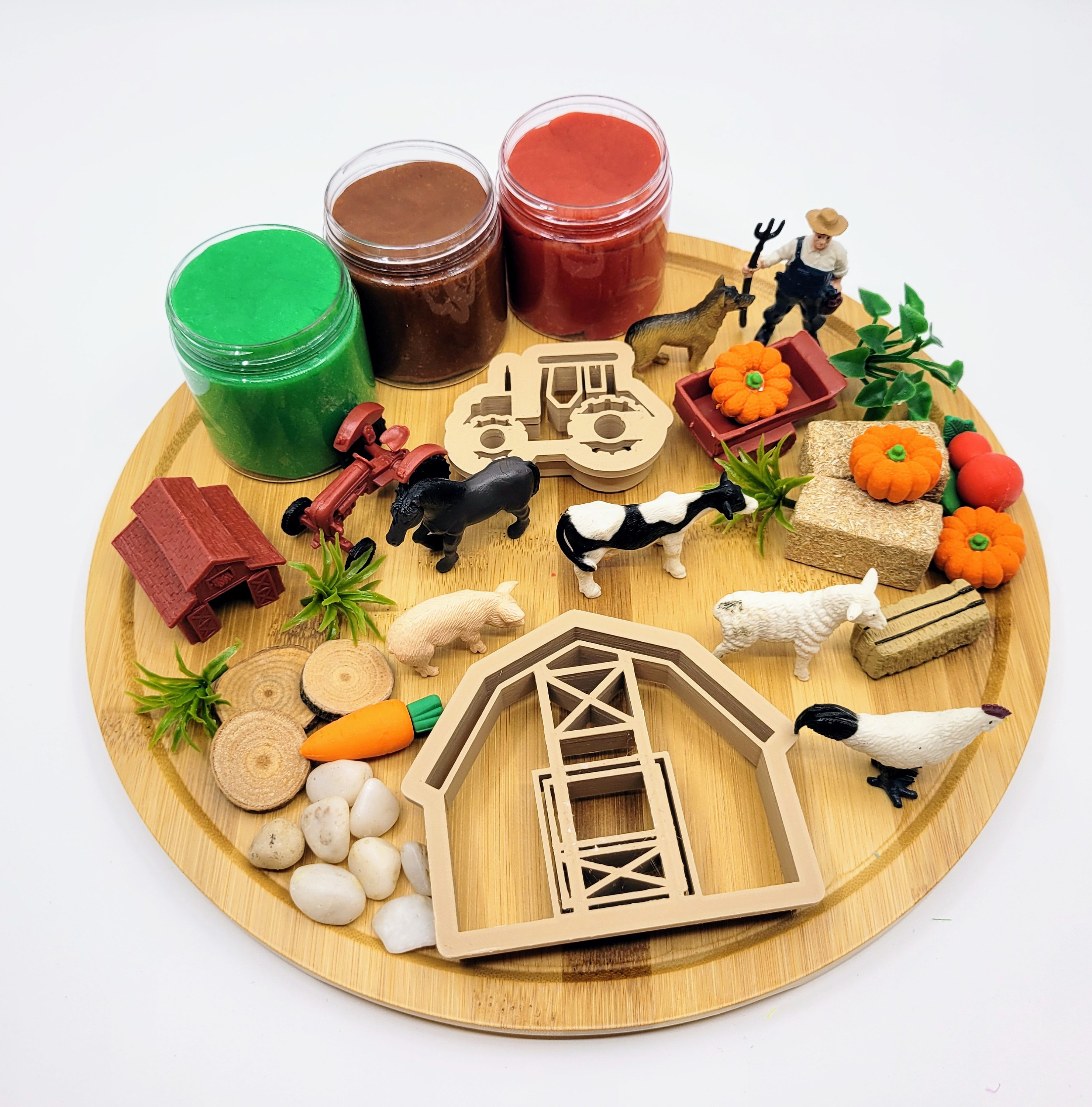 Farm play dough kit, tractor, barn, animals, playdough set, playdoh, gift