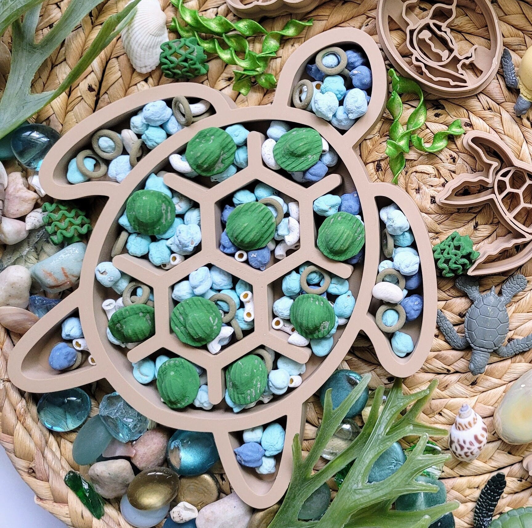 Sea Turtle Eco Sensory Tray, Playdough, Filler, Sensory Play, Gift