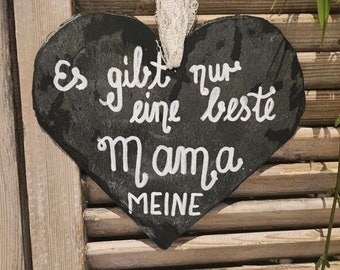 Deko Schieferplatte Handmade Muttertag Herz Spruch