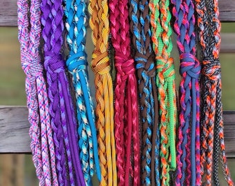 Braided 5ft Slip Lead Dog Leash with Leather Keeper