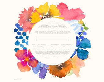 Rejoice, Rejoice! Bright Floral Ring Ketubah