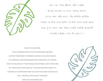 Asher Yatzar Jewish Prayer Health Healing Wall Print Blessing Hebrew ...