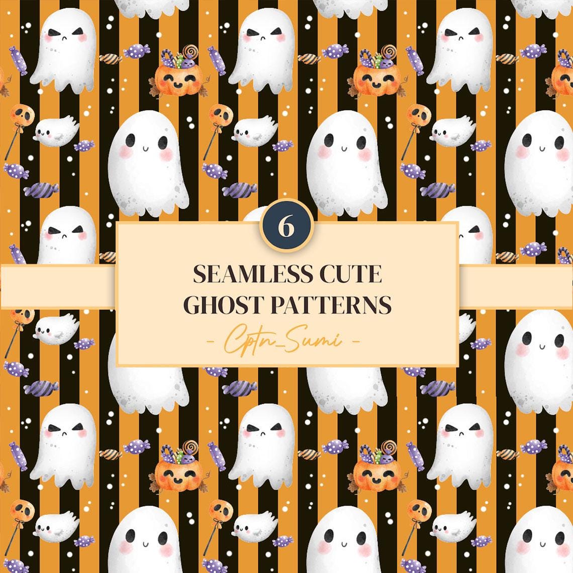 Cute Ghost Seamless Pattern | Halloween Digital Paper (JPG) - Etsy