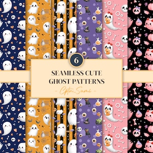Cute Ghosts Seamless Pattern | Digital Paper | Halloween Pattern | spooky | horror
