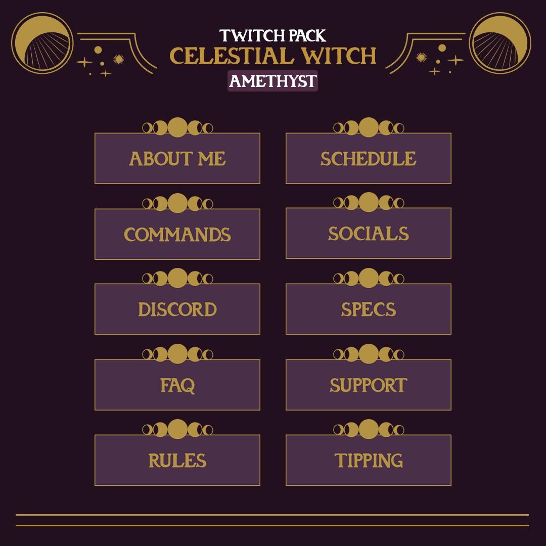 Amethyst Celestial Witch Twitch Panels | Tarot Streamer Graphics - Etsy