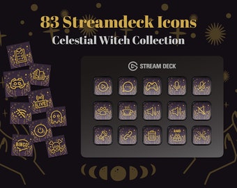 Celestial Witch Stream Deck Icons | 83 PNG Buttons (Digital Download)