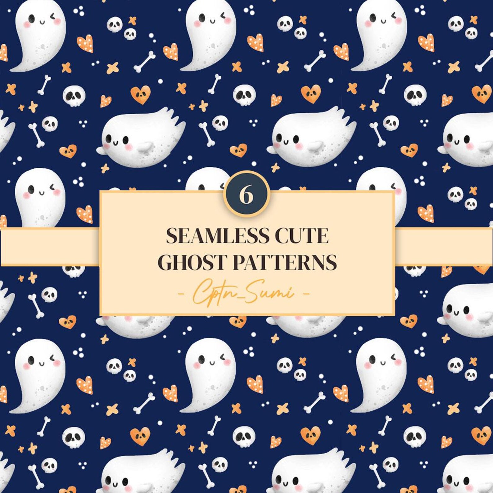 Cute Ghost Seamless Pattern | Halloween Digital Paper (JPG) - Etsy