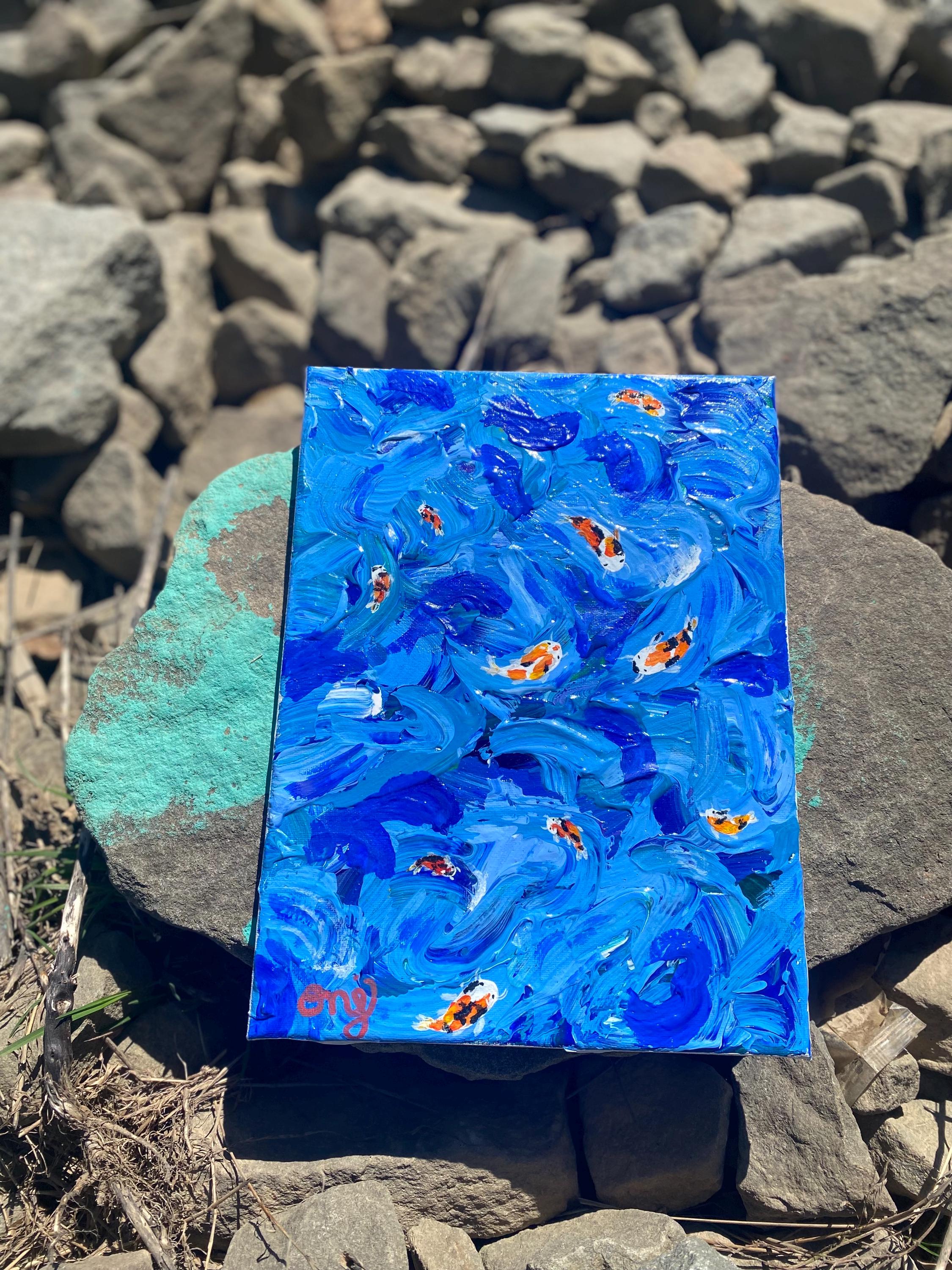 Koi Pond Original Acrylic Painting Etsy Koi Pond Original Acrylic Painting Etsy
