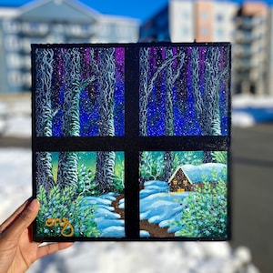 Forest Cabin Original Acrylic Painting