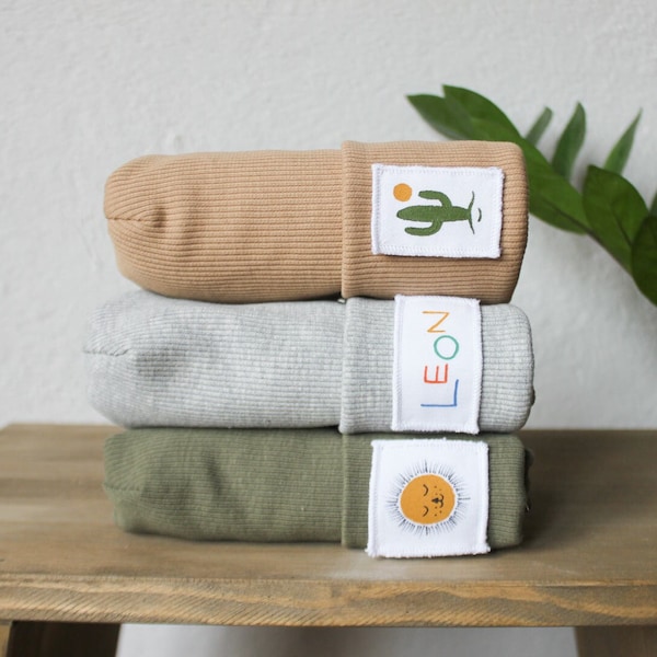 Hipster hat ribbed patch, rainbow, cactus, lion, patch, customizable name, hat girl, hat boy, hat baby, beige gray