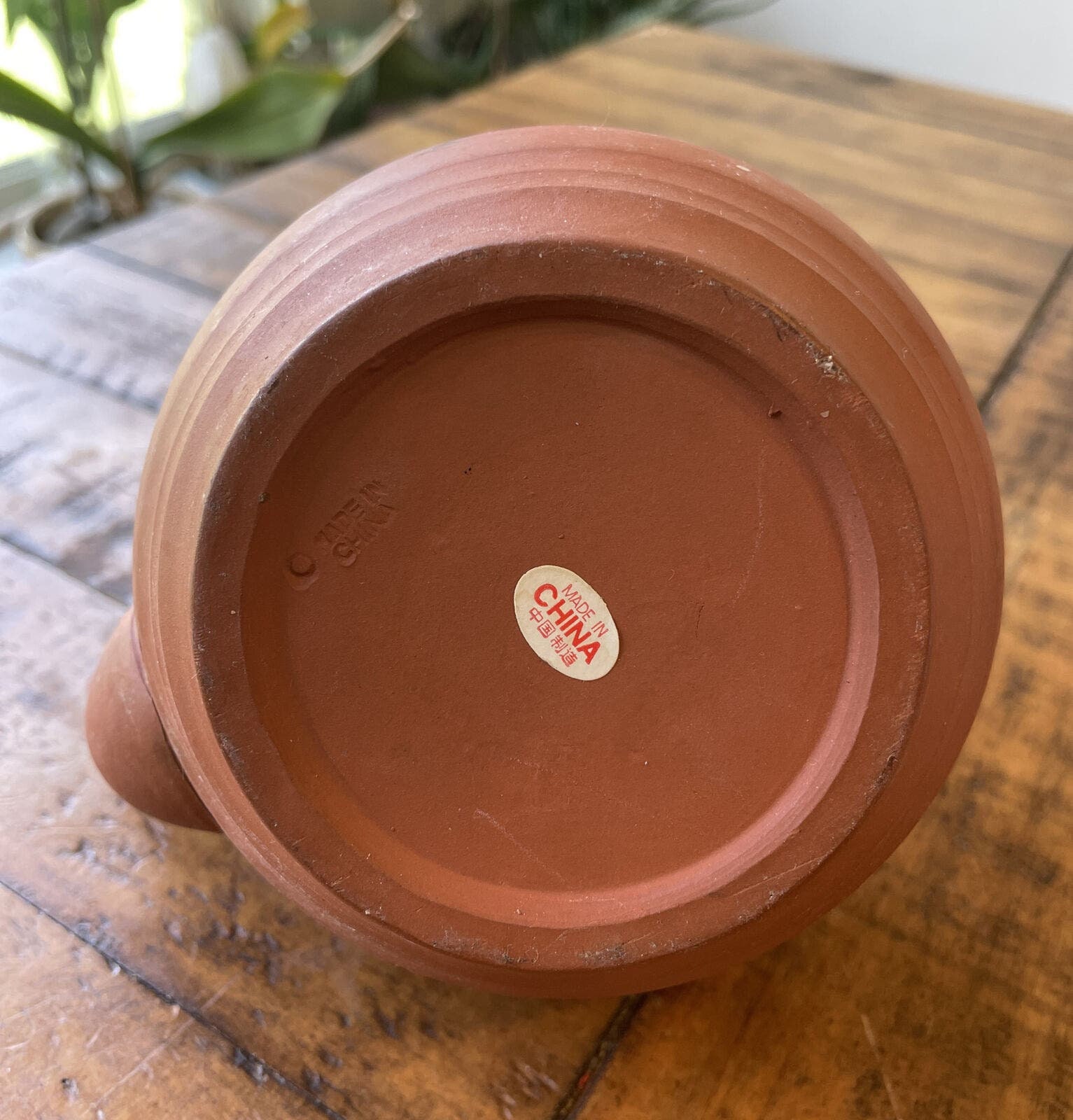 Old Chinese Yixing Zisha Red Clay Terracotta Teapot Bamboo
