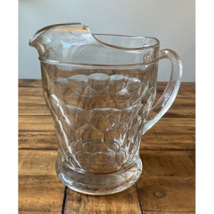 Vintage Honeycomb Motif Pitcher Clear Glass Heavy Thick Lemonade Iced Tea Water