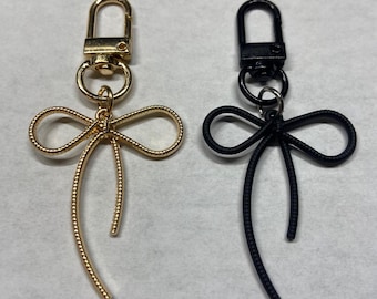 Gorgeous girly classy bow Cash Binder/Purse Charms/ keychain/elegant/gold/black